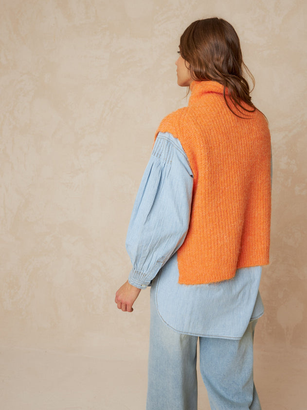 Square Shaped Knitted Vest Orange