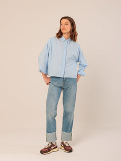 Cropped Poplin Shirt Sky