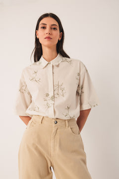 Printed Poplin Shirt Green