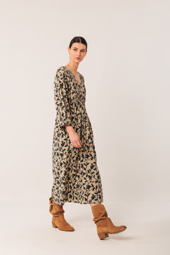 Viscose Midi Dress Beige