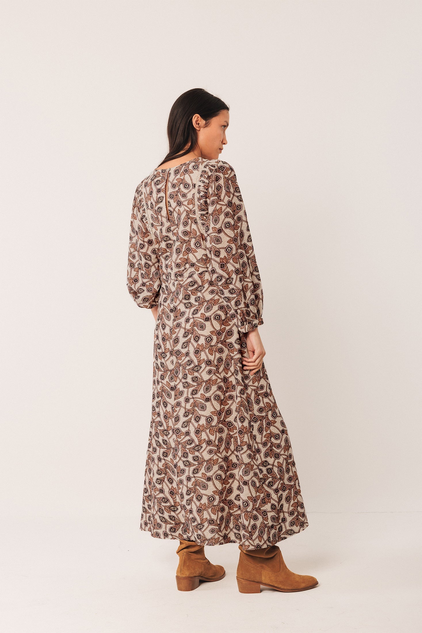 Crepe Cotton Dress Beige