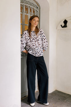 Wide-Leg Denim Pants Blue