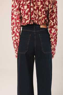 Wide-Leg Denim Pants Blue