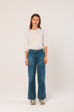 Washed Denim Pants Blue