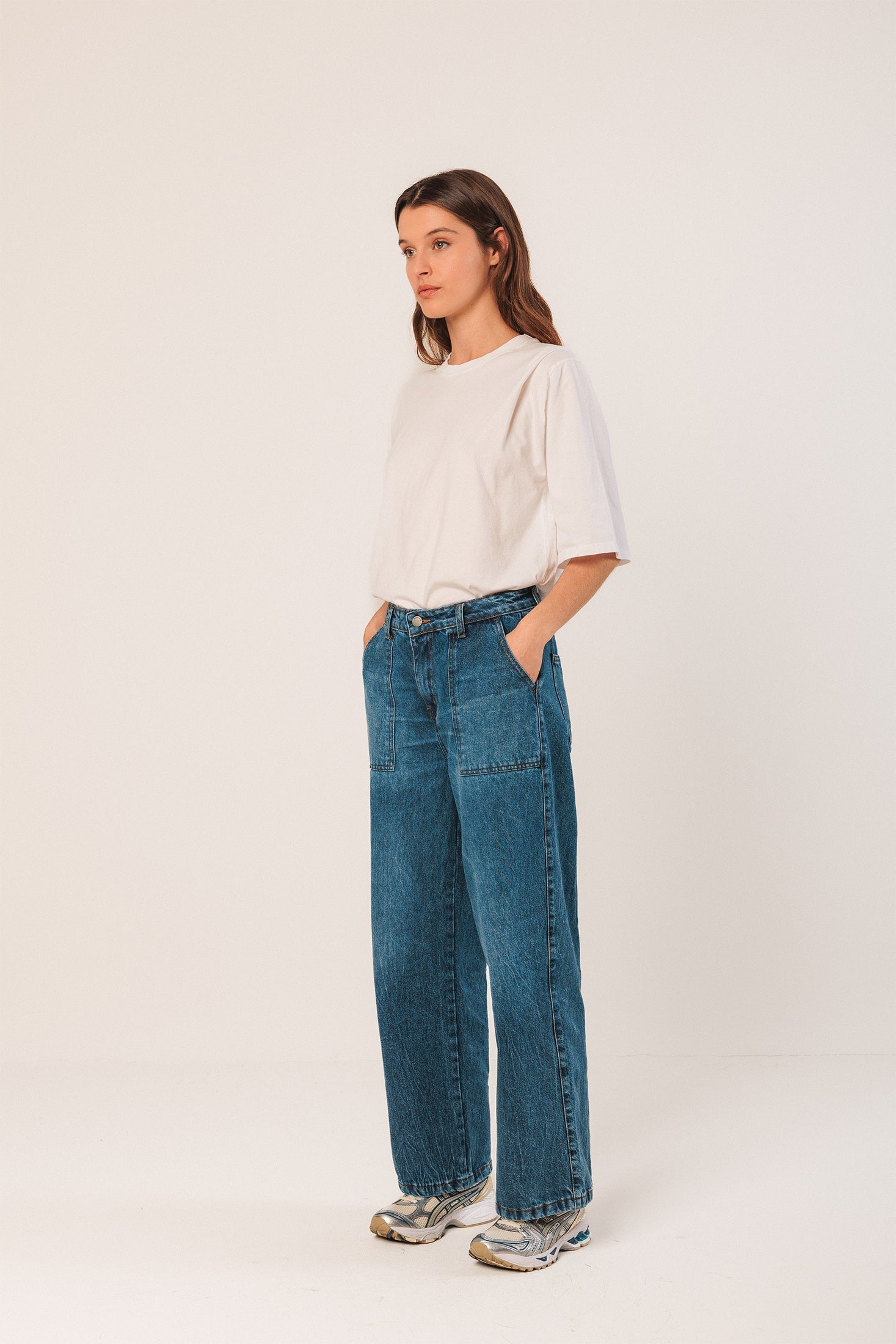 Washed Denim Pants Blue