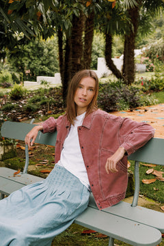 Pleated Denim Skirt Blue