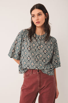 Smock Detail Blouse Blue