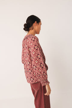 Ikat Print Shirt Red