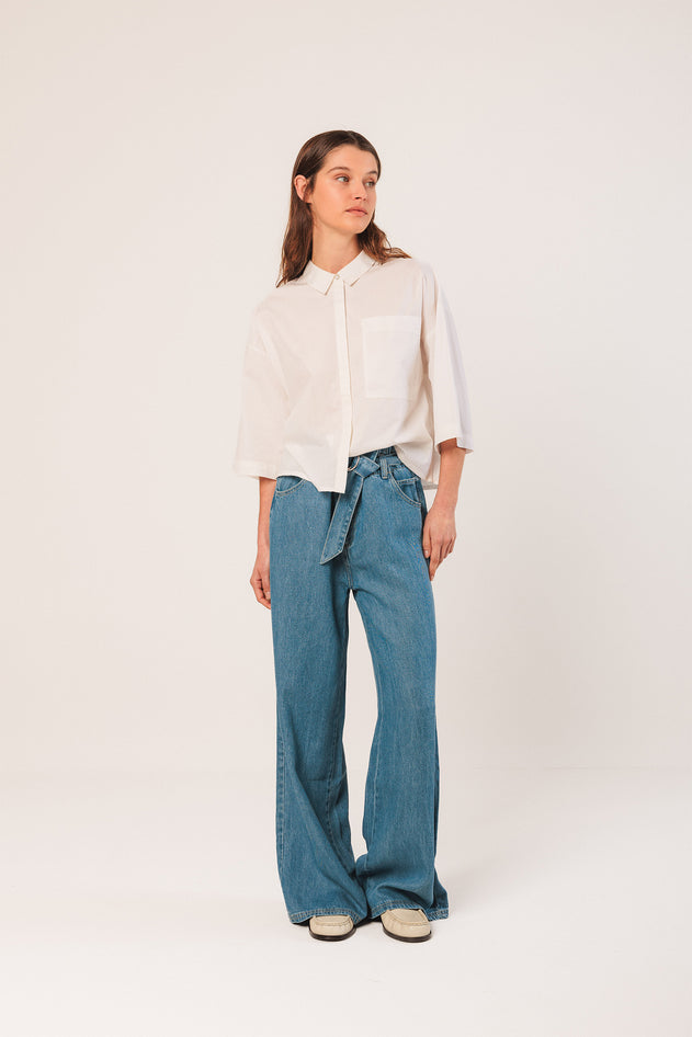 Boxy Poplin Shirt White