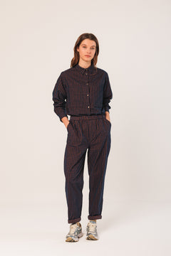 Vichy Elastic Micro-Corduroy Pant Dark Blue