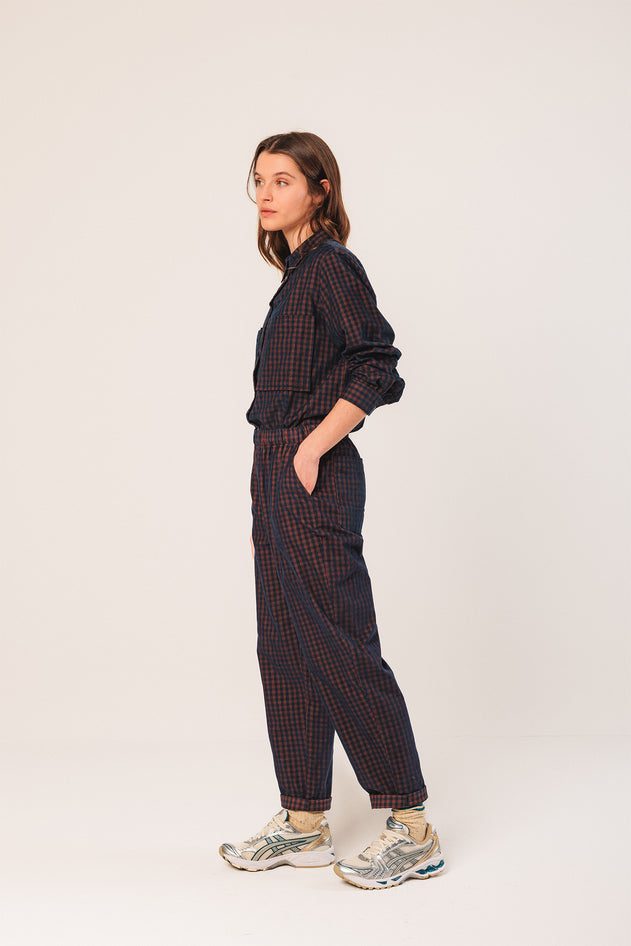 Vichy Elastic Micro-Corduroy Pant Dark Blue