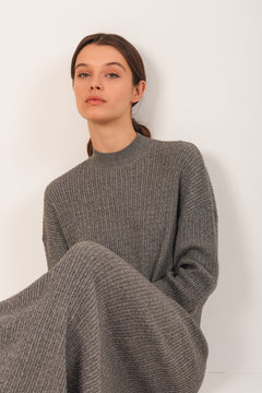Wide Cable Knit Dress Grey