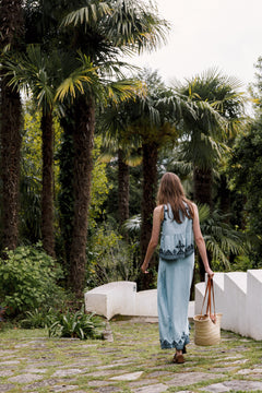 Embroidered Maxi Skirt Blue