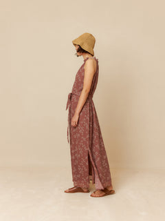 Bicolor Halter Dress Chocolate Brown