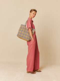 Linen Shirt Jumpsuit Red