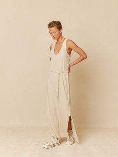 Rustic Melange Dress Light Beige