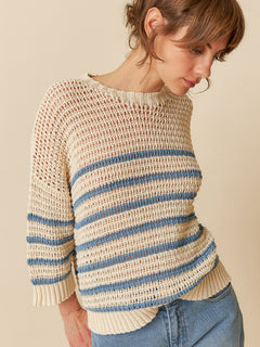 Bicolor Stripes Sweater Blue