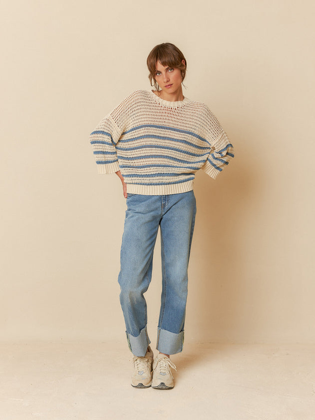 Bicolor Stripes Sweater Blue