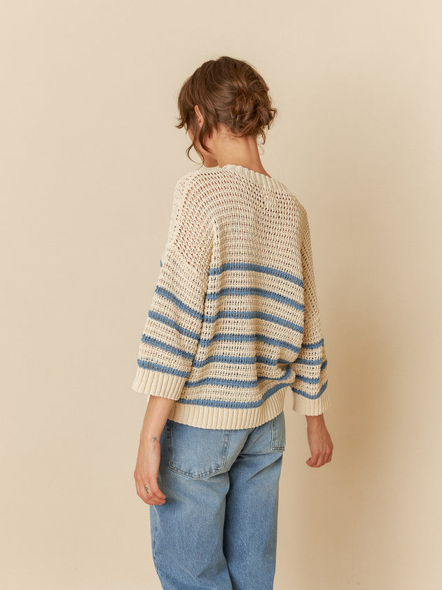 Bicolor Stripes Sweater Blue