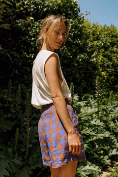 Retro Vichy Shorts Klein Blue