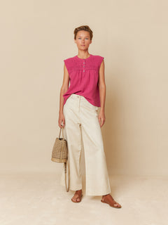 Gabardine Crop Trousers Ecru