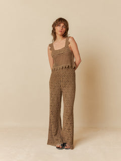 Crochet Culotte Pants Taupe