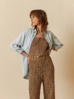 Crochet Culotte Pants Taupe