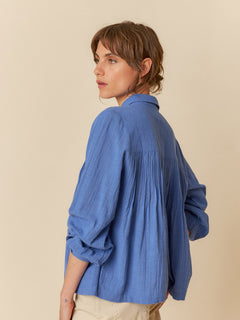 Leah Pleated Shirt Blue