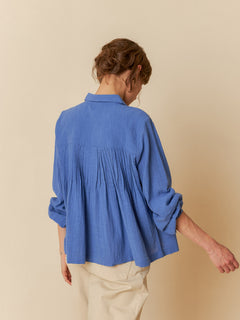 Leah Pleated Shirt Blue