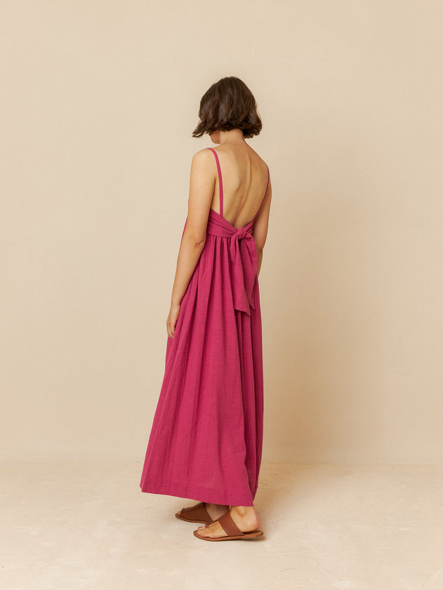 Maxi Dress With Straps Cardenal Pink