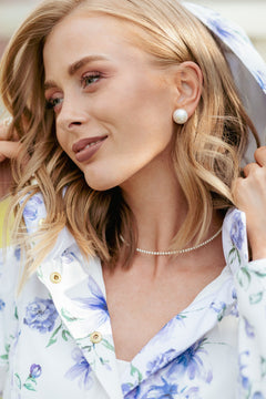 Fit and Flare Raincoat with A-Line Hem Floral White