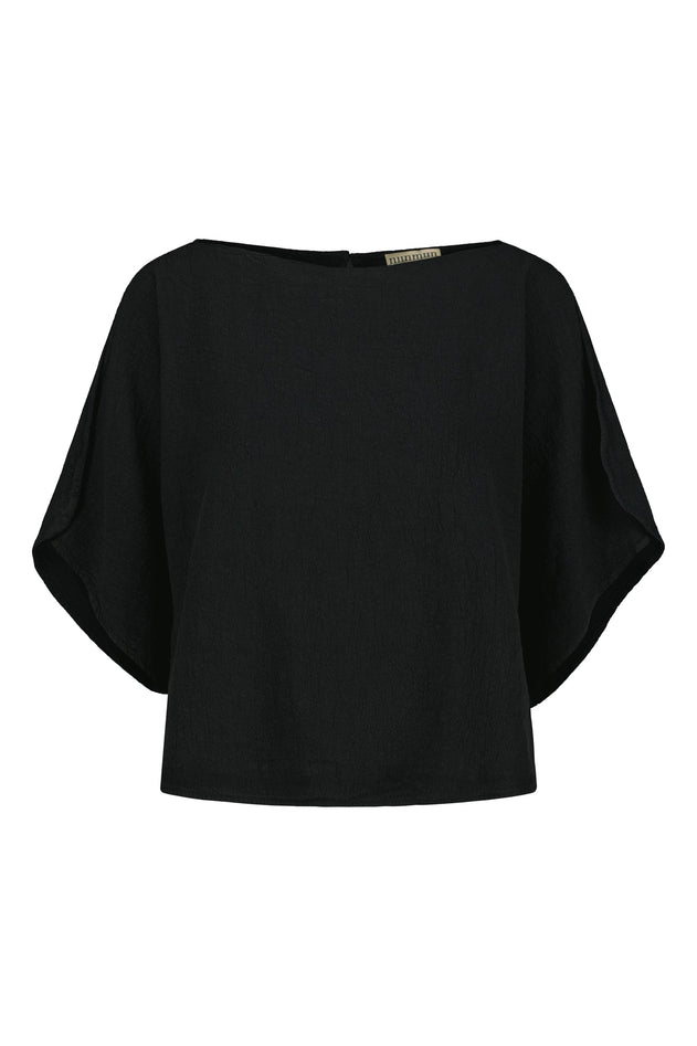 Vallmo Linen-Cotton Blouse Raven Black