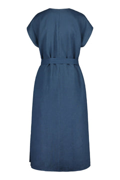 Väsby Linen Maxi Dress Navy Blue