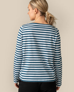 Boat Neck Shirt Petrol Stripes