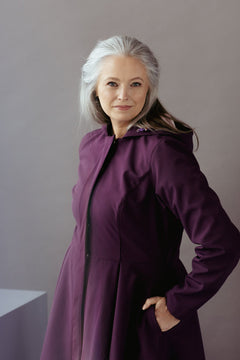Fit and Flare Raincoat with Pleated Hem Ruby Purple