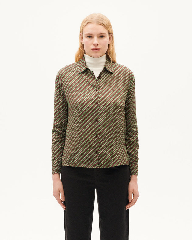 Brown diagonal striped Kati blouse