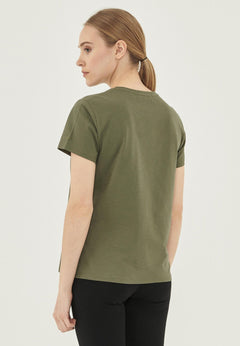 Women's Basic Round Neck T-Shirt Khaki