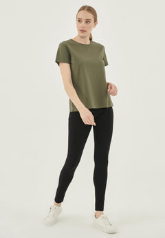 Women's Basic Round Neck T-Shirt Khaki