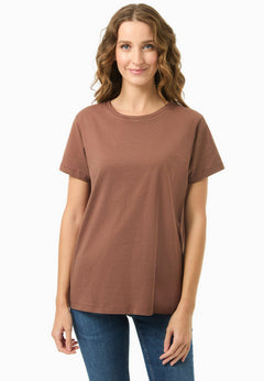 Women's Basic Round Neck T-Shirt Cocoa Brown