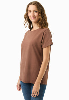 Women's Basic Round Neck T-Shirt Cocoa Brown