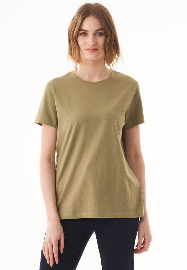 Women's Basic Round Neck T-Shirt Military Olive