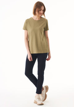 Women's Basic Round Neck T-Shirt Military Olive