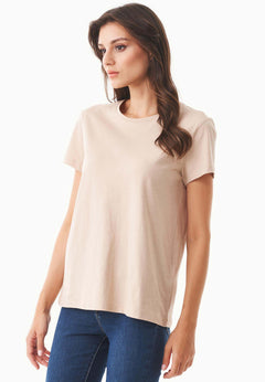 Women's Basic Round Neck T-Shirt Beige