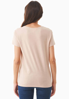 Women's Basic Round Neck T-Shirt Beige