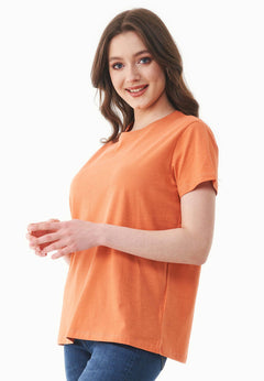 Women's Basic Round Neck T-Shirt Dusty Orange