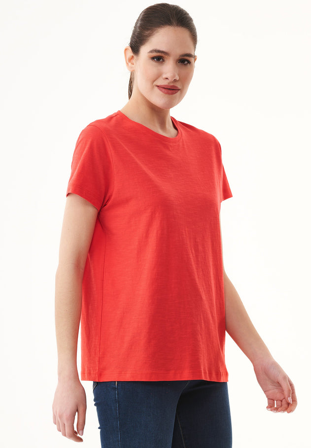 Women's Basic Round Neck T-Shirt Dusty Red