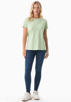 Women's Basic Round Neck T-Shirt Foam Green