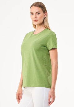 Women's Basic Round Neck T-Shirt Grass Green