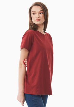 Women's Basic Round Neck T-Shirt Merlot