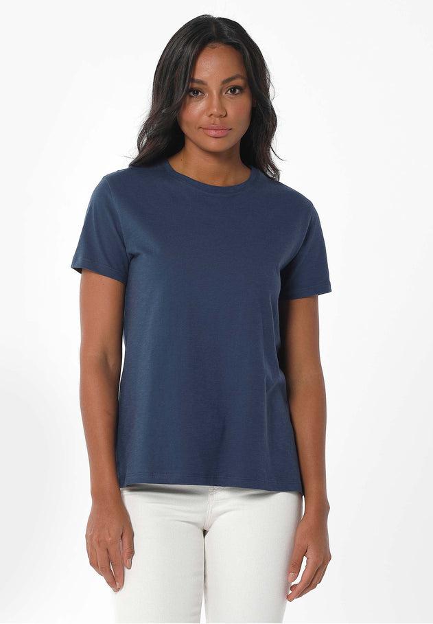 Women's Basic Round Neck T-Shirt Navy